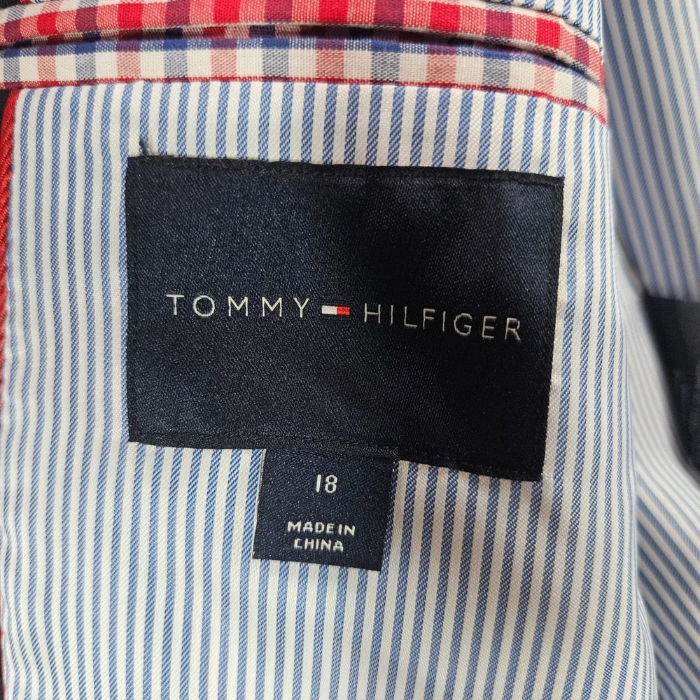 Tommy Hilfiger Boys Navy Blue Blazer Gold Crest Buttons Suit Jacket Size 18